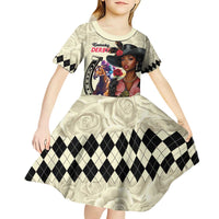 Kentucky Horse Racing Kid Short Sleeve Dress Black Derby Lady Cream Roses