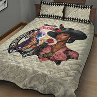 Kentucky Horse Racing Quilt Bed Set Black Derby Lady Cream Roses