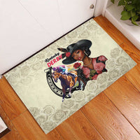 Kentucky Horse Racing Rubber Doormat Black Derby Lady Cream Roses