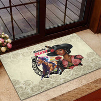 Kentucky Horse Racing Rubber Doormat Black Derby Lady Cream Roses