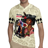 Kentucky Horse Racing Rugby Jersey Black Derby Lady Cream Roses