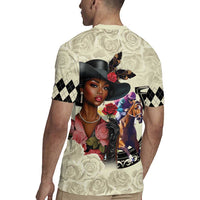 Kentucky Horse Racing Rugby Jersey Black Derby Lady Cream Roses