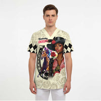 Kentucky Horse Racing Scrub Top Black Derby Lady Cream Roses - Wonder Print Shop