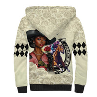 Kentucky Horse Racing Sherpa Hoodie Black Derby Lady Cream Roses