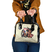Kentucky Horse Racing Shoulder Handbag Black Derby Lady Cream Roses
