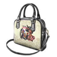 Kentucky Horse Racing Shoulder Handbag Black Derby Lady Cream Roses