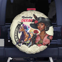 Kentucky Horse Racing Spare Tire Cover Black Derby Lady Cream Roses