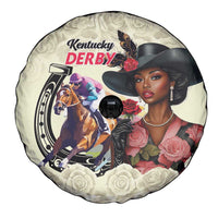 Kentucky Horse Racing Spare Tire Cover Black Derby Lady Cream Roses