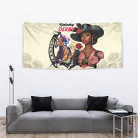 Kentucky Horse Racing Tapestry Black Derby Lady Cream Roses
