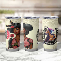 Kentucky Horse Racing Tumbler Cup Black Derby Lady Cream Roses