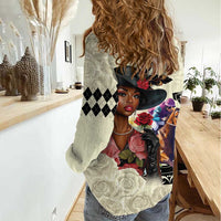 Kentucky Horse Racing Women Casual Shirt Black Derby Lady Cream Roses