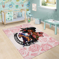 Kentucky Horse Racing Area Rug Black Derby Lady Pink Roses