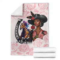 Kentucky Horse Racing Blanket Black Derby Lady Pink Roses