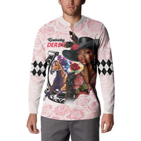 Kentucky Horse Racing Button Sweatshirt Black Derby Lady Pink Roses