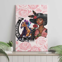 Kentucky Horse Racing Canvas Wall Art Black Derby Lady Pink Roses