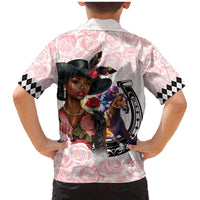Kentucky Horse Racing Family Matching Mermaid Dress and Hawaiian Shirt Black Derby Lady Pink Roses