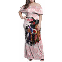 Kentucky Horse Racing Family Matching Off Shoulder Maxi Dress and Hawaiian Shirt Black Derby Lady Pink Roses