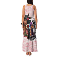 Kentucky Horse Racing Family Matching Tank Maxi Dress and Hawaiian Shirt Black Derby Lady Pink Roses