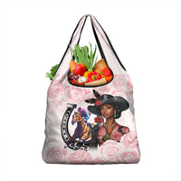 Kentucky Horse Racing Grocery Bag Black Derby Lady Pink Roses