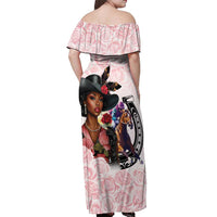 Kentucky Horse Racing Off Shoulder Maxi Dress Black Derby Lady Pink Roses