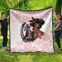 Kentucky Horse Racing Quilt Black Derby Lady Pink Roses
