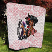Kentucky Horse Racing Quilt Black Derby Lady Pink Roses