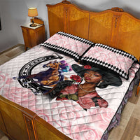 Kentucky Horse Racing Quilt Bed Set Black Derby Lady Pink Roses