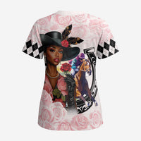 Kentucky Horse Racing Scrub Top Black Derby Lady Pink Roses - Wonder Print Shop
