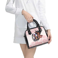Kentucky Horse Racing Shoulder Handbag Black Derby Lady Pink Roses