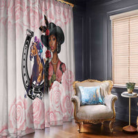 Kentucky Horse Racing Window Curtain Black Derby Lady Pink Roses