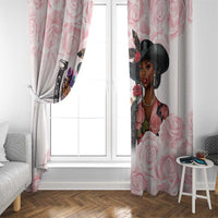 Kentucky Horse Racing Window Curtain Black Derby Lady Pink Roses