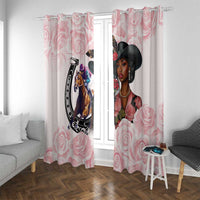 Kentucky Horse Racing Window Curtain Black Derby Lady Pink Roses