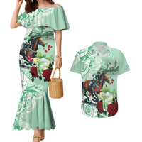 Kentucky Horse Racing Couples Matching Mermaid Dress and Hawaiian Shirt Churchill Downs Derby Mint Julep Cocktail