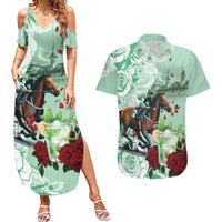Kentucky Horse Racing Couples Matching Summer Maxi Dress and Hawaiian Shirt Churchill Downs Derby Mint Julep Cocktail