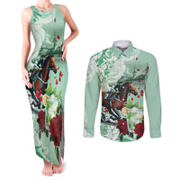 Kentucky Horse Racing Couples Matching Tank Maxi Dress and Long Sleeve Button Shirt Churchill Downs Derby Mint Julep Cocktail