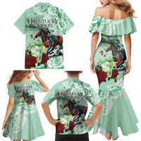 Kentucky Horse Racing Family Matching Mermaid Dress and Hawaiian Shirt Churchill Downs Derby Mint Julep Cocktail