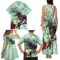 Kentucky Horse Racing Family Matching Tank Maxi Dress and Hawaiian Shirt Churchill Downs Derby Mint Julep Cocktail