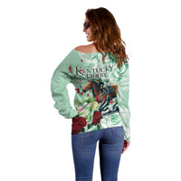Kentucky Horse Racing Off Shoulder Sweater Churchill Downs Derby Mint Julep Cocktail