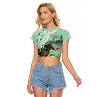 Kentucky Horse Racing Raglan Cropped T Shirt Churchill Downs Derby Mint Julep Cocktail