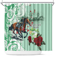 Kentucky Horse Racing Shower Curtain Churchill Downs Derby Mint Julep Cocktail