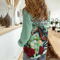 Kentucky Horse Racing Women Casual Shirt Churchill Downs Derby Mint Julep Cocktail