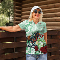 Kentucky Horse Racing Women Polo Shirt Churchill Downs Derby Mint Julep Cocktail