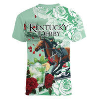 Kentucky Horse Racing Women V-Neck T-Shirt Churchill Downs Derby Mint Julep Cocktail