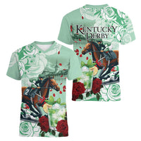 Kentucky Horse Racing Women V-Neck T-Shirt Churchill Downs Derby Mint Julep Cocktail