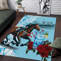 Kentucky Horse Racing Area Rug Churchill Downs Derby Blueberry Mint Julep Cocktail