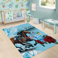 Kentucky Horse Racing Area Rug Churchill Downs Derby Blueberry Mint Julep Cocktail