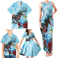 Kentucky Horse Racing Family Matching Tank Maxi Dress and Hawaiian Shirt Churchill Downs Derby Blueberry Mint Julep Cocktail