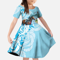 Kentucky Horse Racing Kid Short Sleeve Dress Churchill Downs Derby Blueberry Mint Julep Cocktail