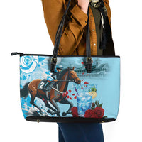 Kentucky Horse Racing Leather Tote Bag Churchill Downs Derby Blueberry Mint Julep Cocktail