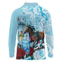 Kentucky Horse Racing Long Sleeve Polo Shirt Churchill Downs Derby Blueberry Mint Julep Cocktail